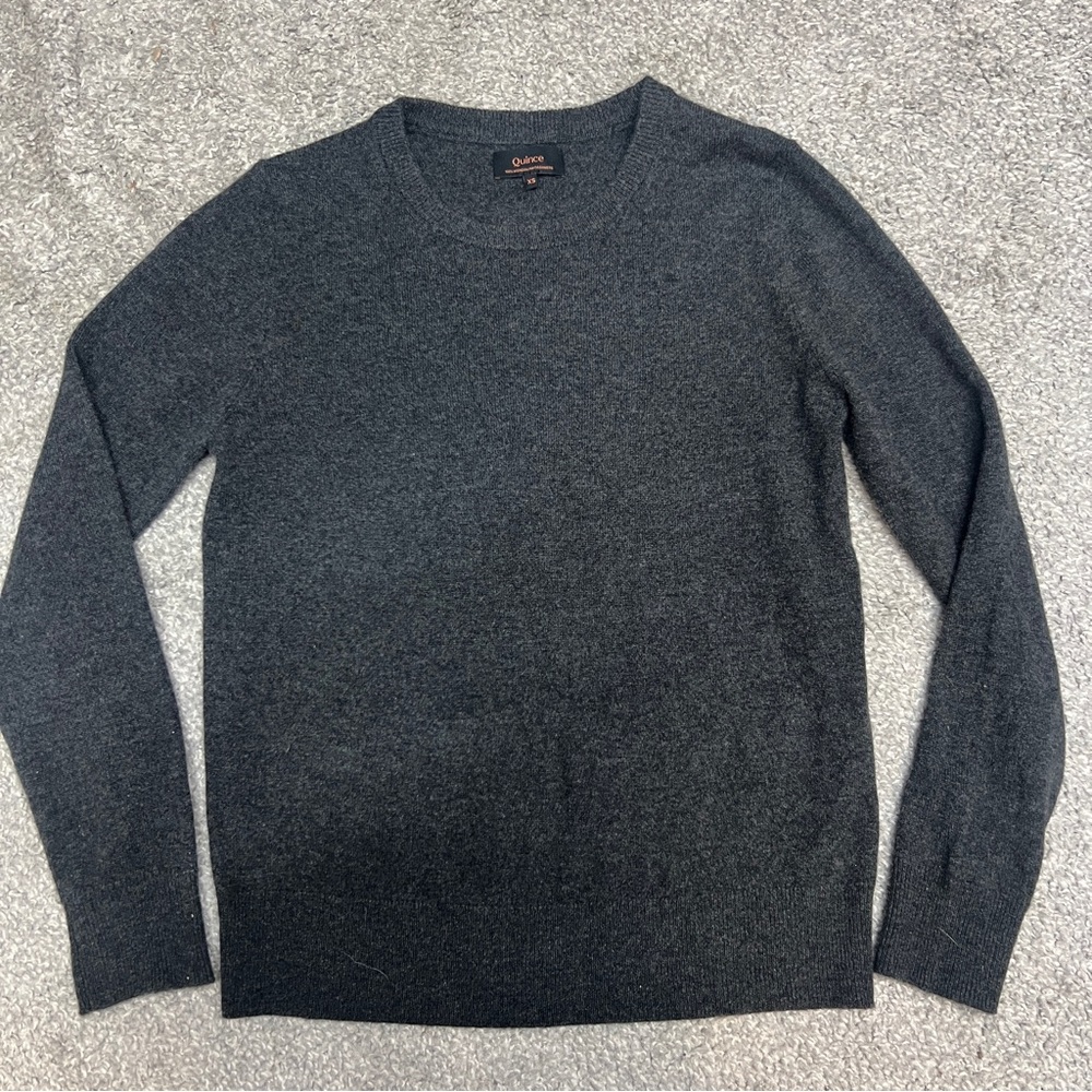 Quince Sweater Womens XS Charcoal Gray 100% Mongolian Cashmere Crewneck Knit